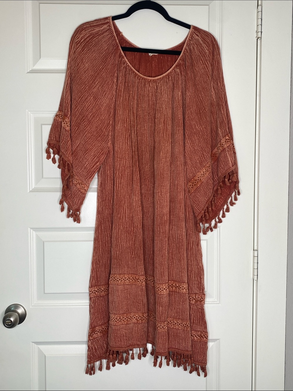 Tassel Trim Boho Midi Dress